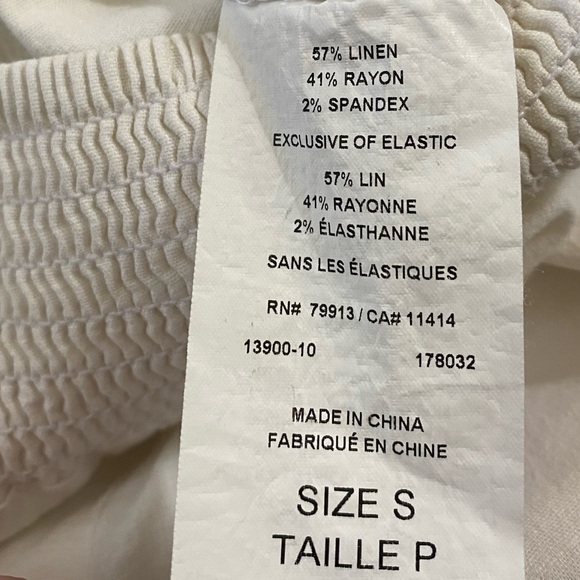 Maternity Pants White Linen Blend Underbelly Smocked Waist Pants Wide Leg SZ S/M - Picture 8 of 12